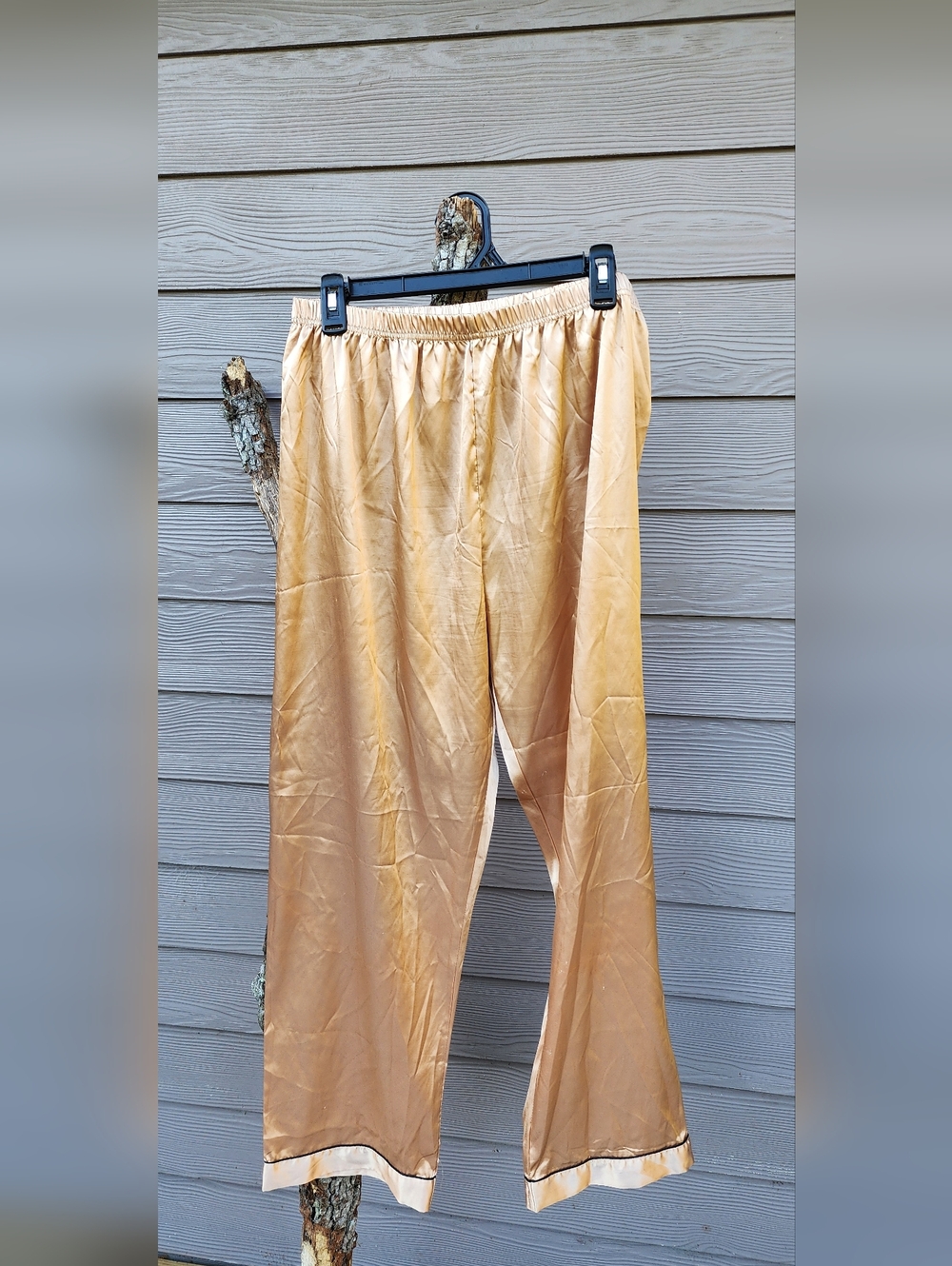 Satin Elastic Waist Pants in Champagne Not Silk